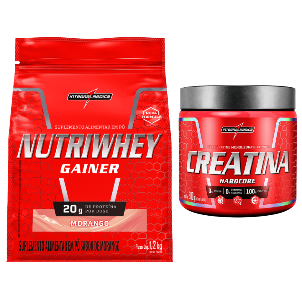 Kit Nutri Whey 1,2 kg + Creatina 300g Hardcore - Integral Médica
