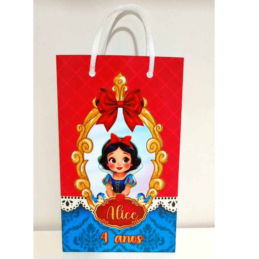 Sacolinha Branca de Neve | Sacolinha Personalizada Festa | Lembrancinha Infantil | Sacolinha Surpresa | Envio Rápido