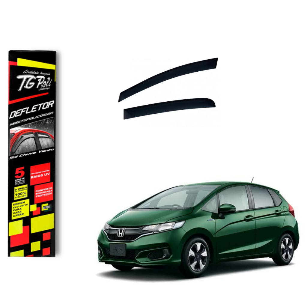 Calha de Chuva Honda Fit 2015 a 2021 4 portas TG Poli Defletor Portas Protetor Janelas Fumê