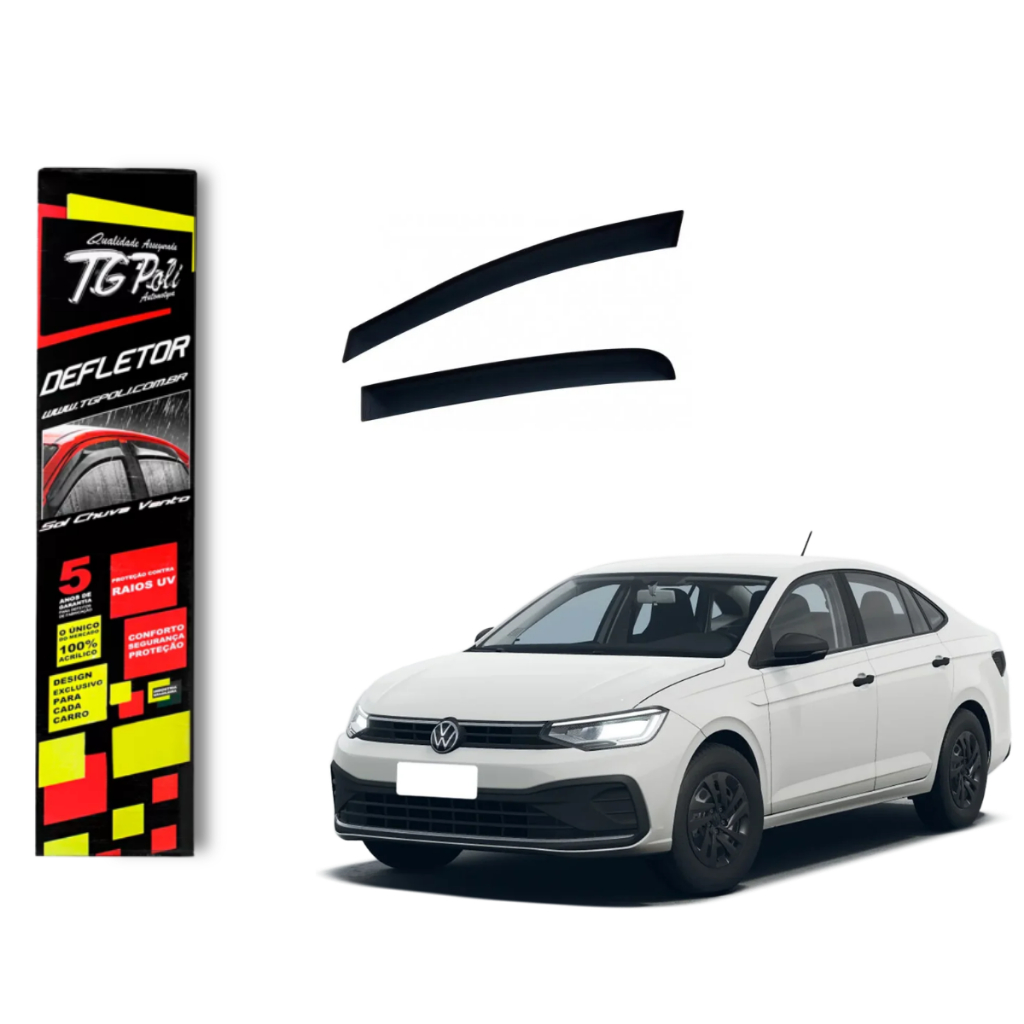 Calha de Chuva Volkswagen Virtus 2018 a 2026 TG Poli Defletor 4 portas Protetor Janelas Fumê