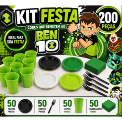 kit festa descartável Aniversário 200 PEÇAS 50 Pessoas - Cores Padronizadas e Exclusivas Copa Desenhos