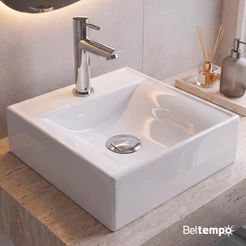 Cuba Pia de Apoio Sobrepor Quadrada 34x34 Branca Banheiro Lavabo Beltempo BT-3490