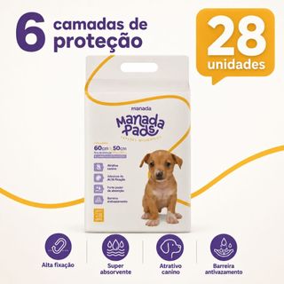 Tapete Higiênico Para Cães Manada Pads Neutro 50cmx60cm 28Un