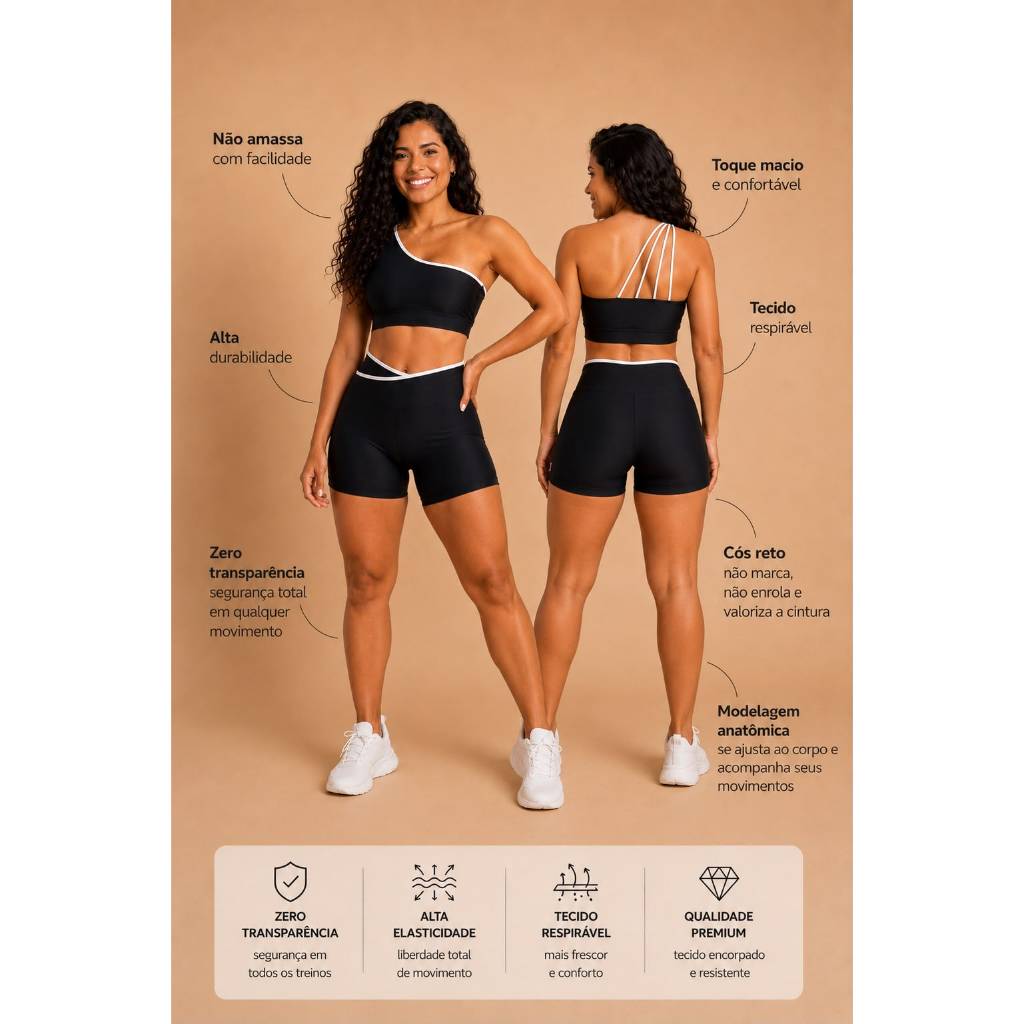 Conjunto Feminino Academia Poliamida Zero Transparência Conforto Roupa de Musculação Treino