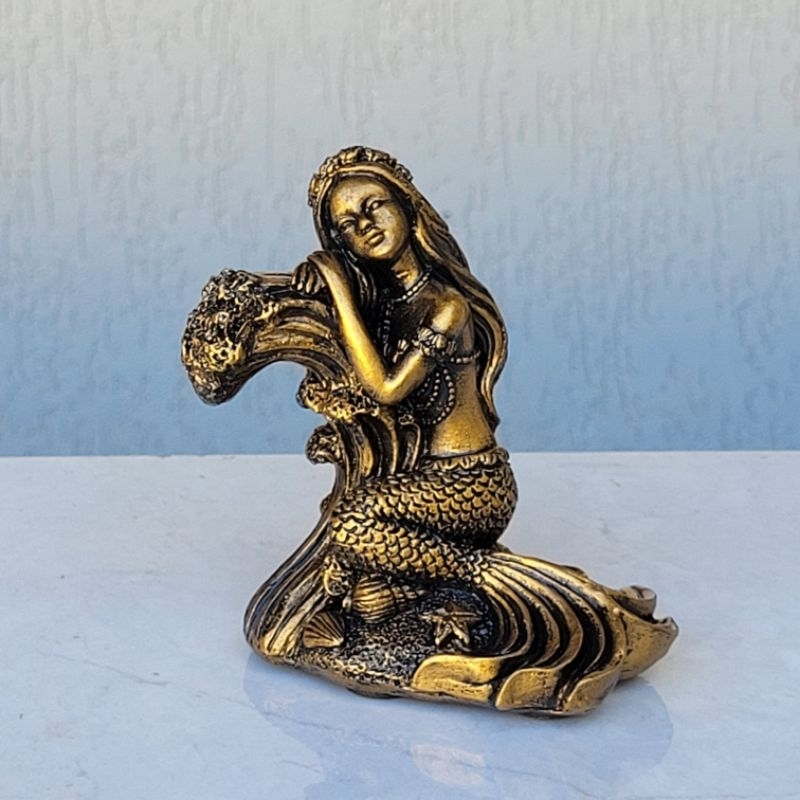 Escultura de Sereia Onda Decorativa Estátua