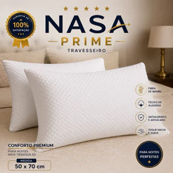 Kit Travesseiros Fibra de Bambu 50x70 Suporte Médio Antialérgico Algodão Siliconado Premium Macio travesseiro NASA