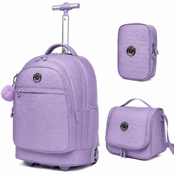 Kit Mochila Juvenil Primicia Escolar Estojo Lancheira Espaçosa Lilás