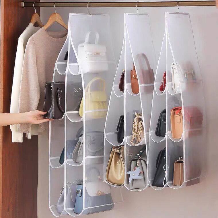 Organizador Multifuncional de Bolsas Para Pendurar no Guarda-Roupa Doméstico