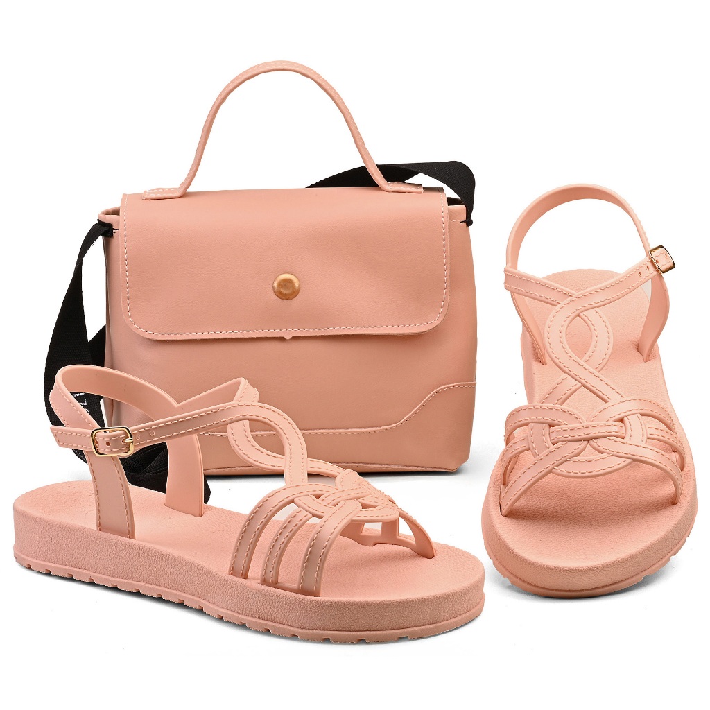 Kit Sandália Feminina Luiza Liz Confortável com Bolsa Luxo