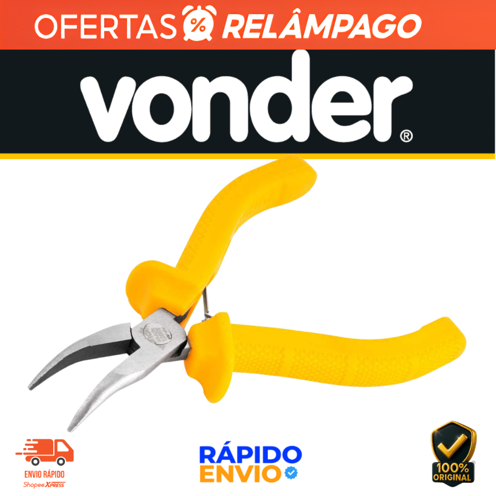 Alicate Bico Meia Cana Curvo 4.1/2" Com Isolação até 1.000 V VONDER Oferta Premium Profissional