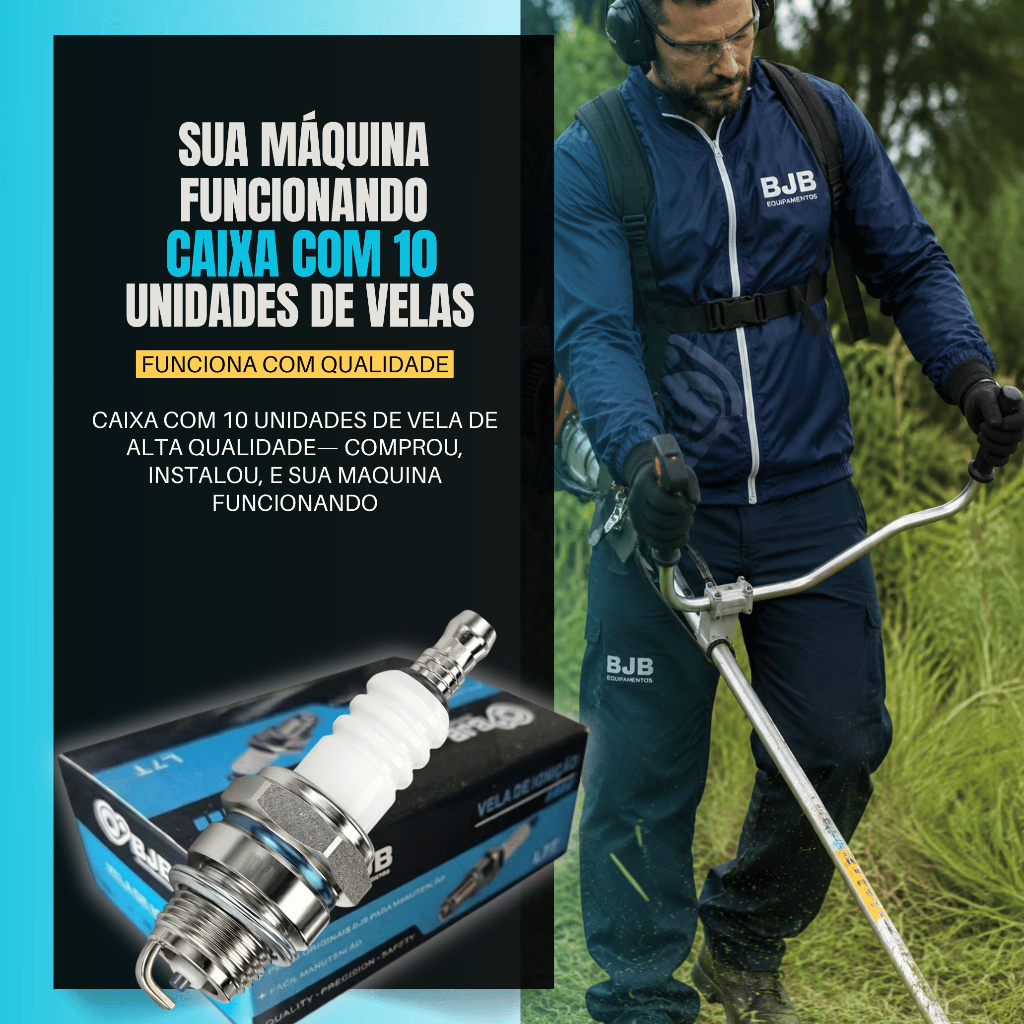 10 Velas de Iginição para Motor 2 Tempos Roçadeira Motosserra Soprador Gasolina 26cc 33cc 43cc 52cc 62cc 65cc 75cc — imagem 2 de 2