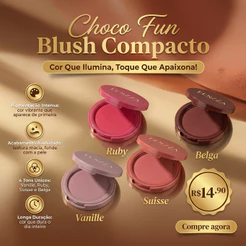 Blush Compacto Fenzza Choco Fun 4 Tons - Pigmentado Longa Duração Original
