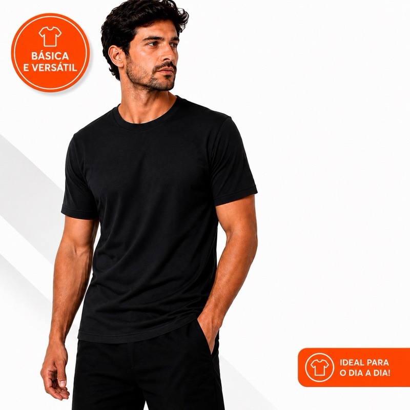 Camiseta Masculina Básica 100% Algodão Lisa Malha Premium Casual Academia Trabalho Confortável