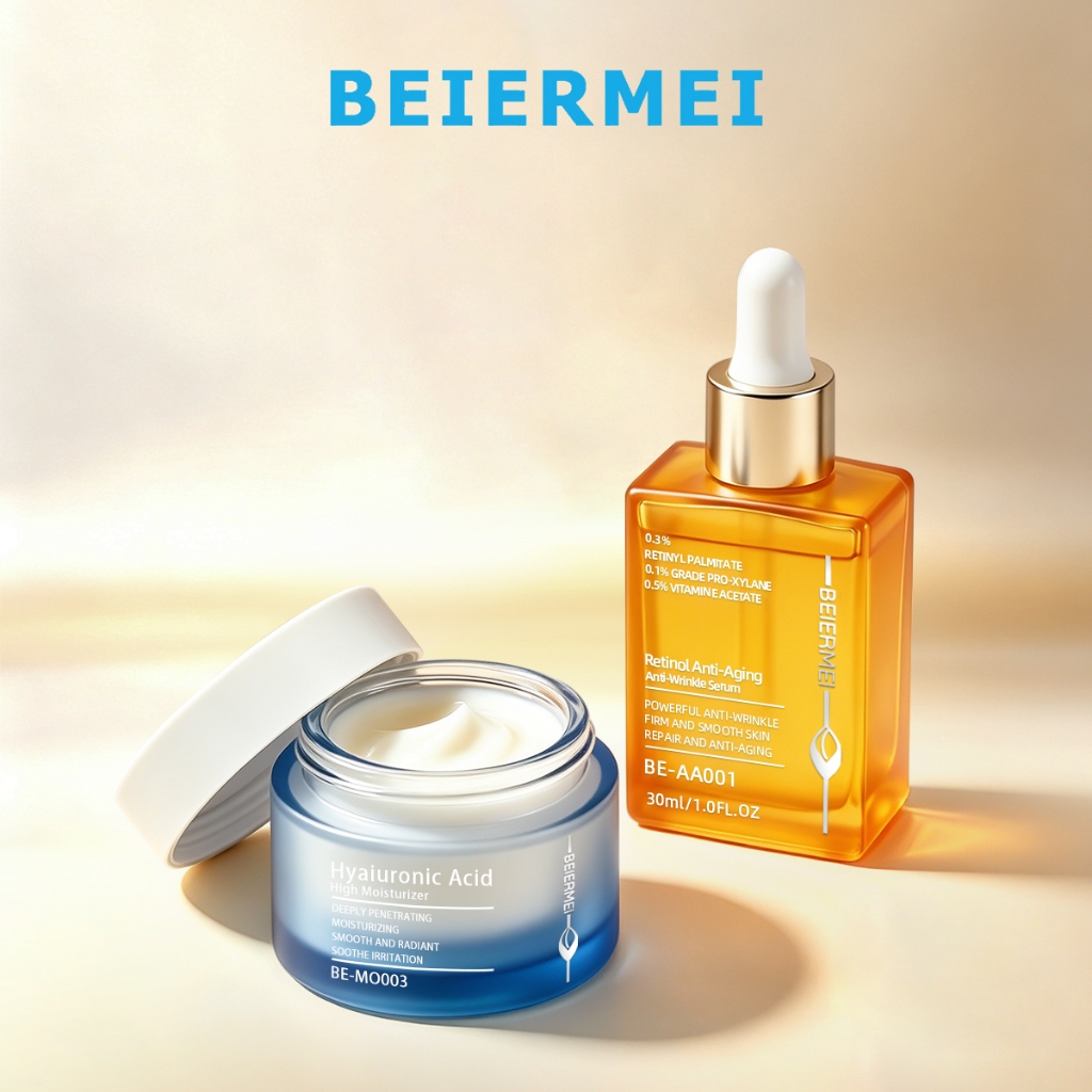 BEIERMEI Kit 2 Sérum Antirrugas com Retinol e Antienvelhecimento Creme hidratante Antirrugas Hidratante Natural