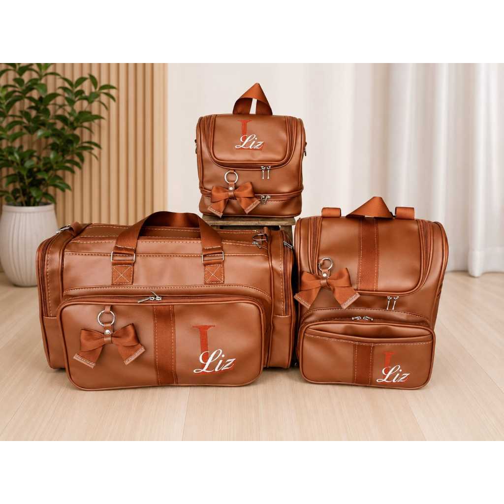 kit personalizado 3 peças malão saída maternidade bolsa mochila mamãe bebê menino menina passeio