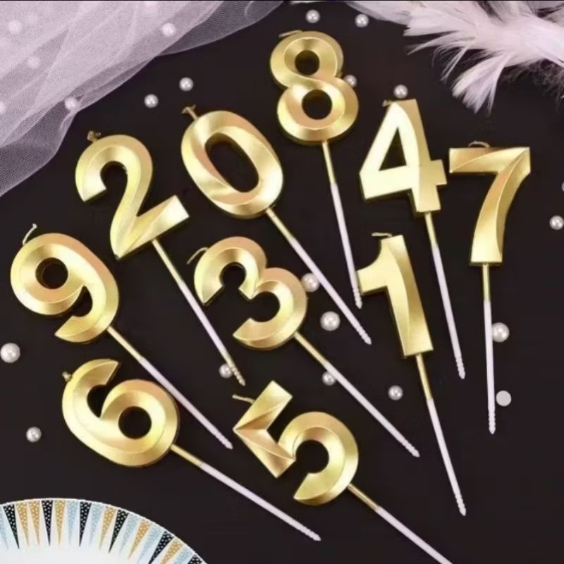 KIT 2 Velas De Aniversário 3D Com Palito N° 0 a 9 Design Dourado E Prata Para Decoração De Festas E Celebrações — imagem 2 de 2