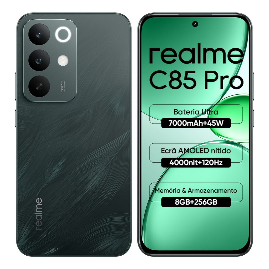 realme C85Pro 8+256GB Smartphone Celular Versão Global Bateria 70000mAh Câmera 50MP NFC Tela 6,67 120Hz Verde