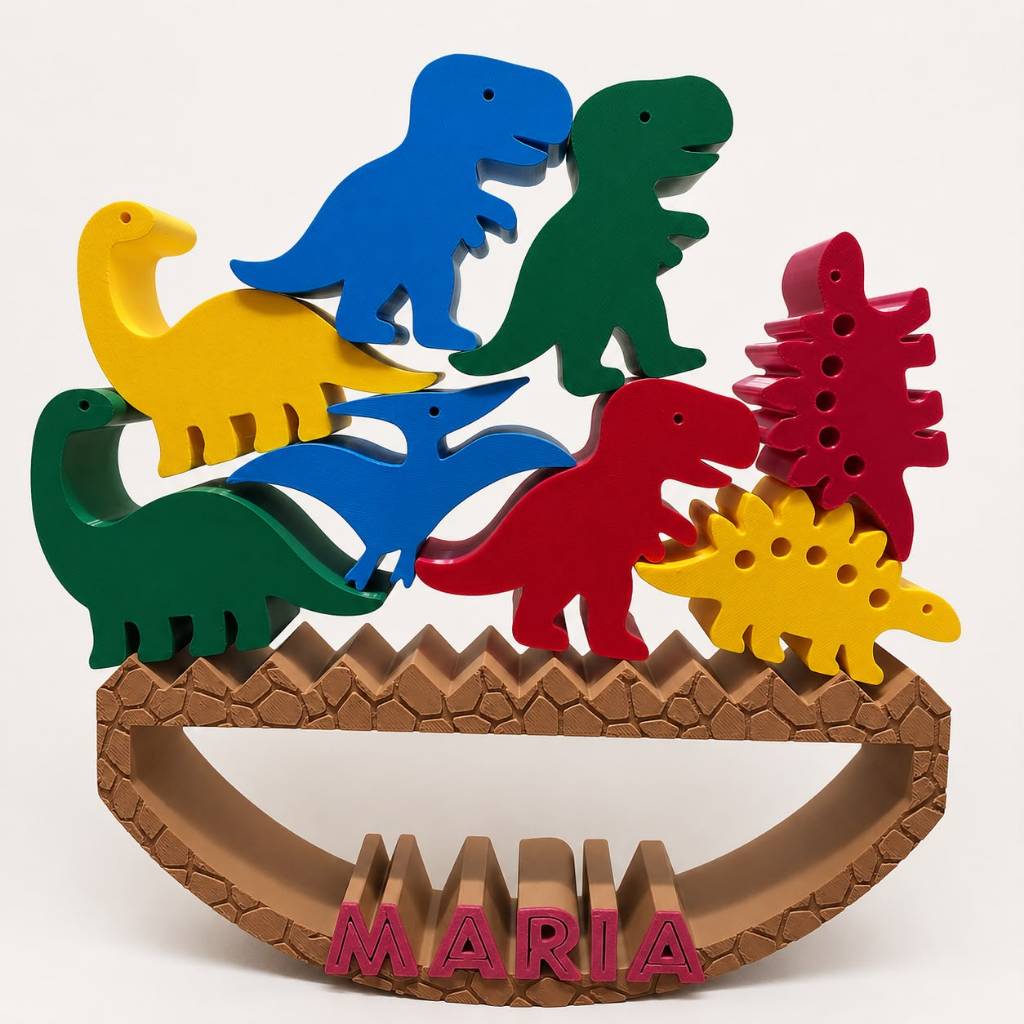 Brinquedo Sensorial Equilíbrio Dinossauro 3D Personalizado | Jogo Montessori | Presente Educativo Infantil