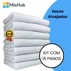 Pano de Chão Saco Alvejado 100% Algodão 55x38 Kit 5 10 Ou 15 Panos