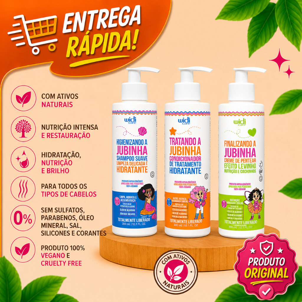 Kit Widi Care Jubinha - Shampoo + Condicionador + Creme de Pentear Levinho