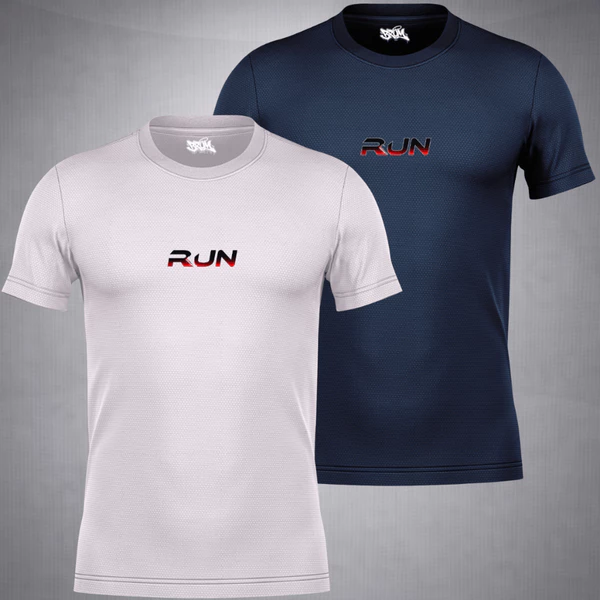Kit 2 Camiseta Masculina DryFit Estampa Run Academia Treino Corrida E Atividades Fisicas