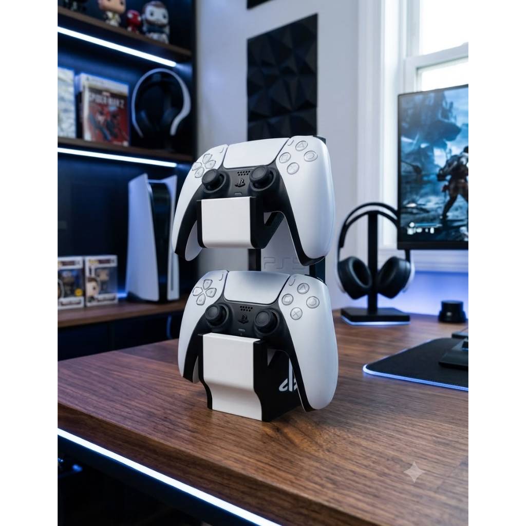 Suporte Duplo para Controle PS5 DualSense Organizador Gamer Base Mesa Playstation 5 Resistente