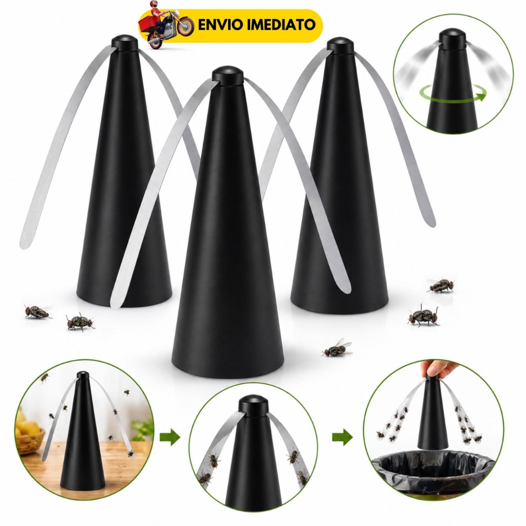 Espanta Mosca Armadilha Automática Reutilizável Sem Veneno Mata Moscas Giratória Para Cozinha Churrasco Jardim Casa