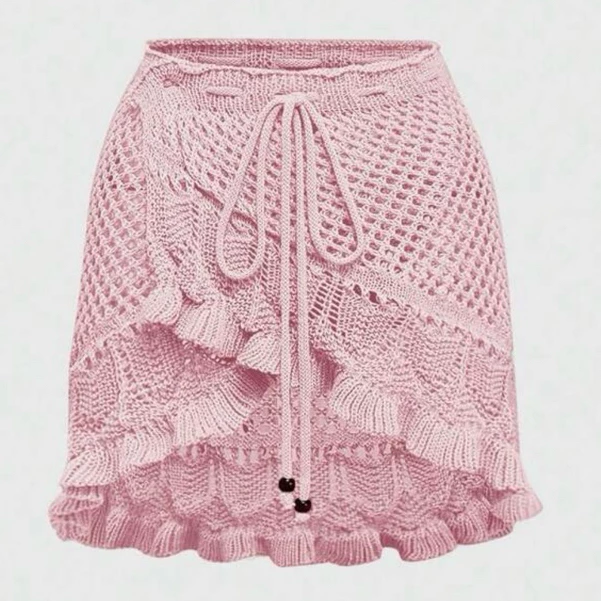 Saída de Praia Saia Crochê Tricot Moda Praia Verão do P ao GG