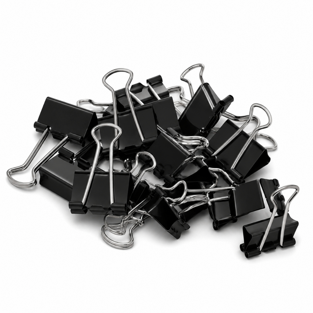 Kit 120 Prendedor Grampo Clips de Papel Metal Preto Para Organização de Documentos Escritório e Escola