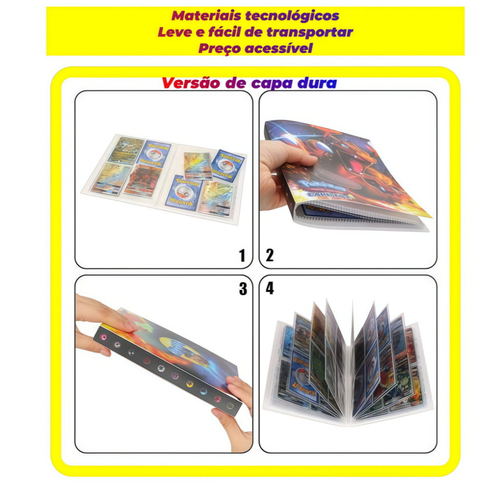Álbum de Cartas Pokémon 240 Cartas Pikachu Charizard Mewtwo Presente Infantil Natal — imagem 2 de 2