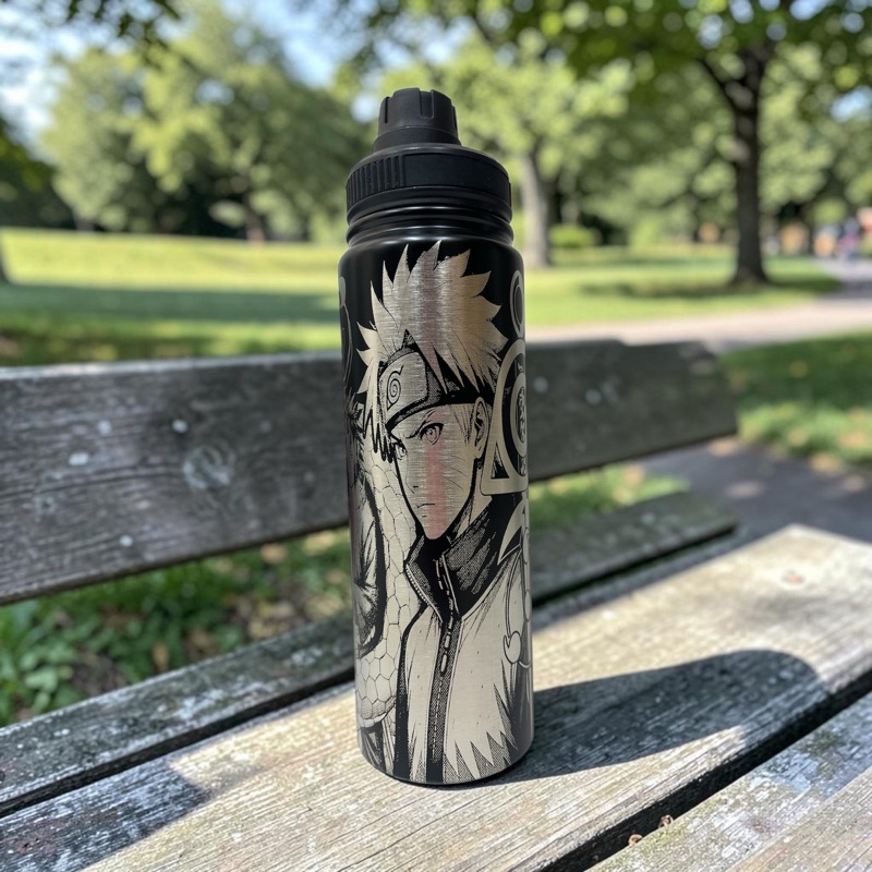 Garrafa Térmica 800ml Personalizada a Laser 360 Naruto com Nome