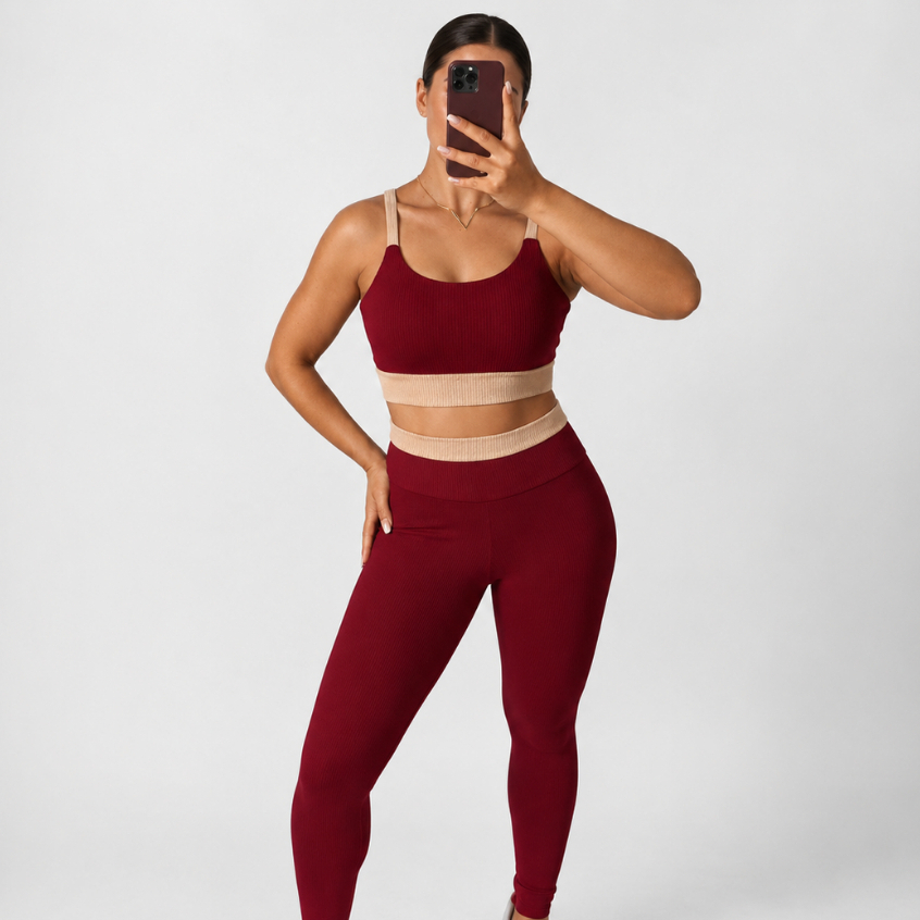 Conjunto Fitness Feminino Anarruga Top Alça + Legging Cintura Alta Academia Treino Corrida