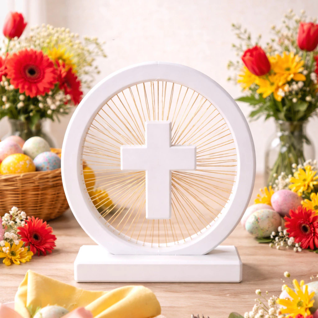 Cruz Decorativa Flutuante Crucifixo Decoração Cristã Religiosa Mesa, Oratório e Presente Católico