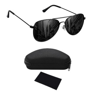 Óculos De Sol Aviador Masculino Feminino Proteção UV400 Preto Premium Moda Clássico + Acessórios