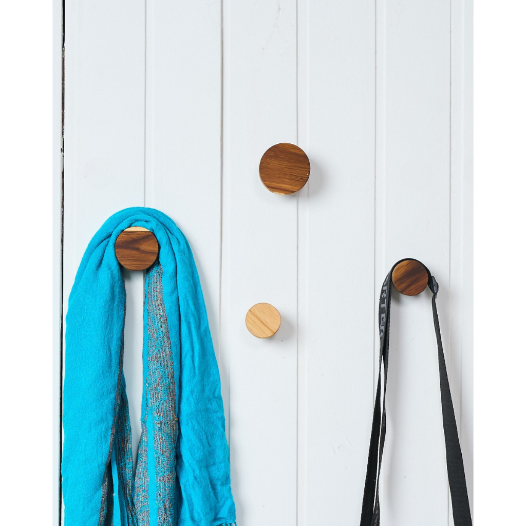 Kit Cabideiro de Parede em Madeira Maciça | Gancho Decorativo Minimalista