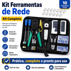 Kit Ferramentas de Rede Internet com Testador de Cabos Alicate Crimpar e Decapador RJ45