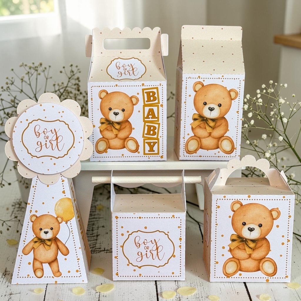 KIT Personalizados Chá revelação neutro bege ursinho festas personalizadas lembrancinhas mimos