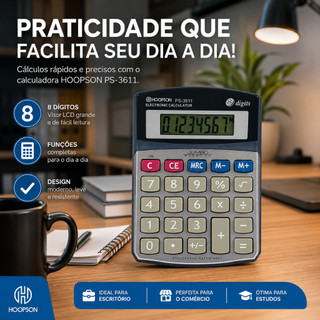 Calculadora Grande 8 Dígitos Visor Inclinado Cálculos Financeiros Escritório Escolar