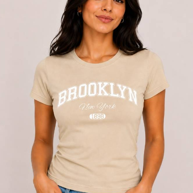 Camiseta Baby Look Feminina Mulheres Brooklyn 100% Algodão Confortável Leve Linda New York