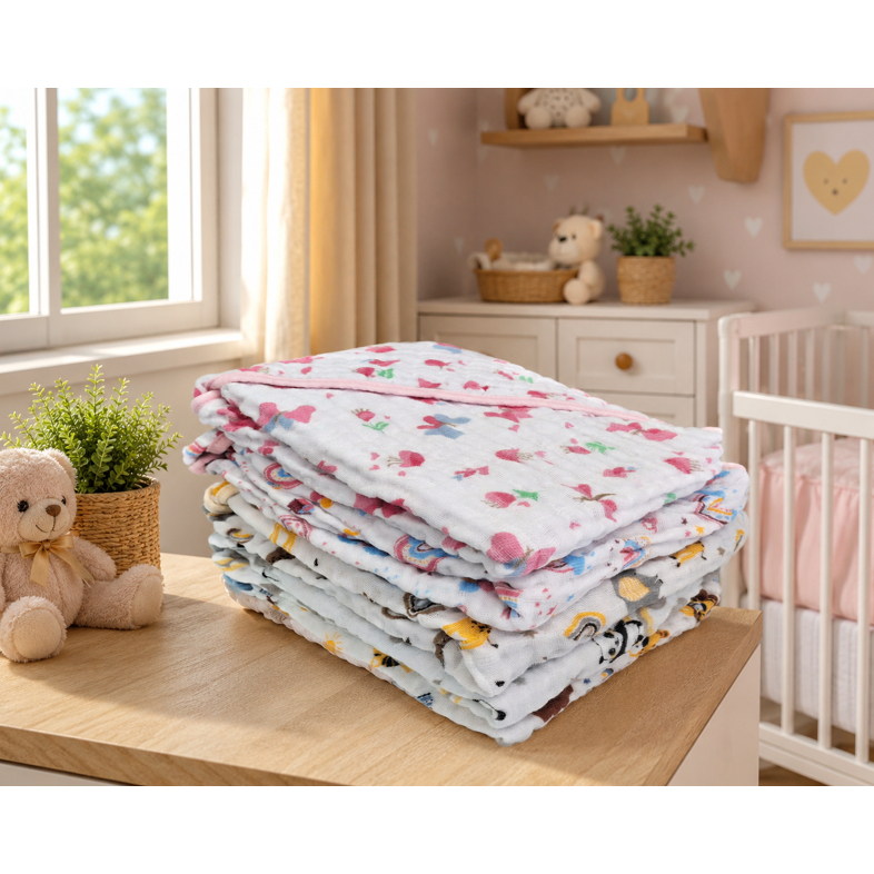 Toalha de Banho Soft de Bebê 100% Algodão 70x70cm C/ Capuz - extra macia