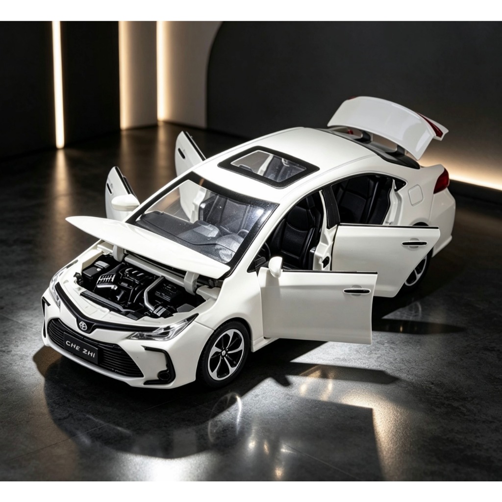 Miniatura Toyota Corolla 1:32 Metal Luz Som Abre Portas Capô Porta-Malas