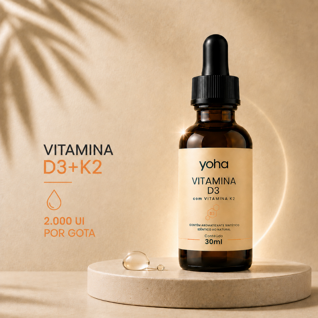 Vitamina D3 K2 2000ui Gotas 30ml Alta Absorção Yoha Auxilia Ossos Imunidade Ener