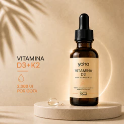 Vitamina D3 K2 2000ui Gotas 30ml Alta Absorção Yoha Auxilia Ossos Imunidade Energia e Vitalidade Camila Loures