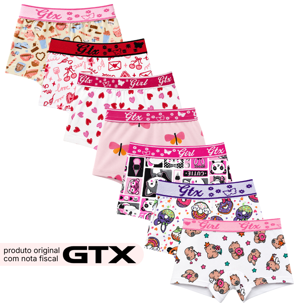 Kit Calcinha Box Shortinho Feminina Menina Infantil Boxer Calcinha Algodão Confortável Criança Estampa Sortida