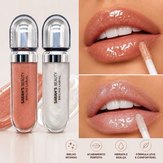 Kit 02 Gloss Brilho Labial Sarah's Beauty Cor 01 e 02 - Novas Cores- Hidratação Brilho e Volume