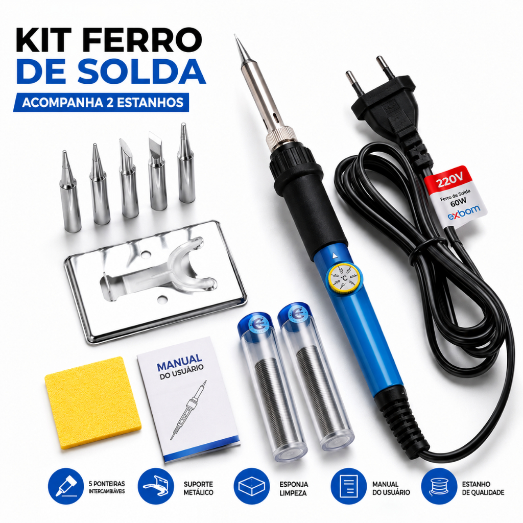 Kit Ferro de Solda 110/220V 60W 40W 30W Com Estanho Soldador Profissional 110v 220v Barato