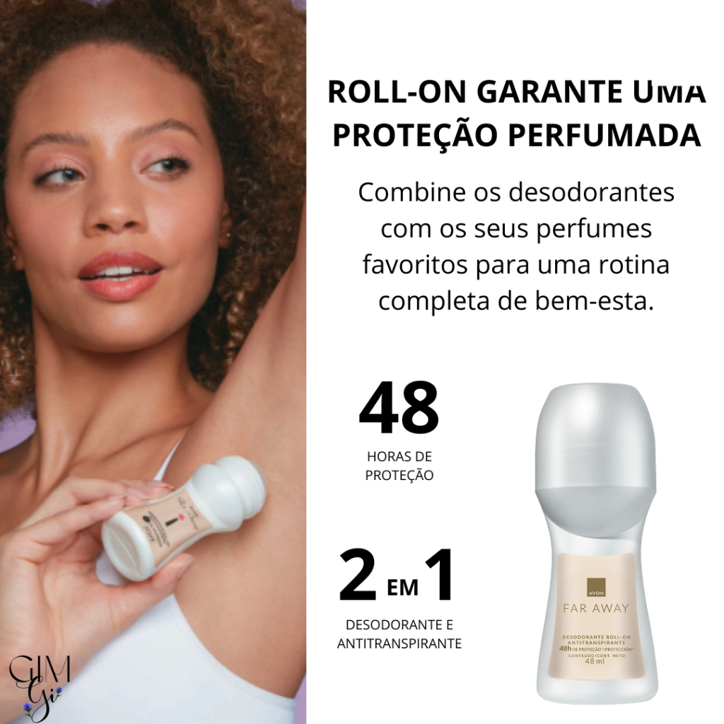 Kit com 10 Desodorantes Roll-on Faraway 48 ml-Avon Feminino. Far Away — imagem 2 de 2