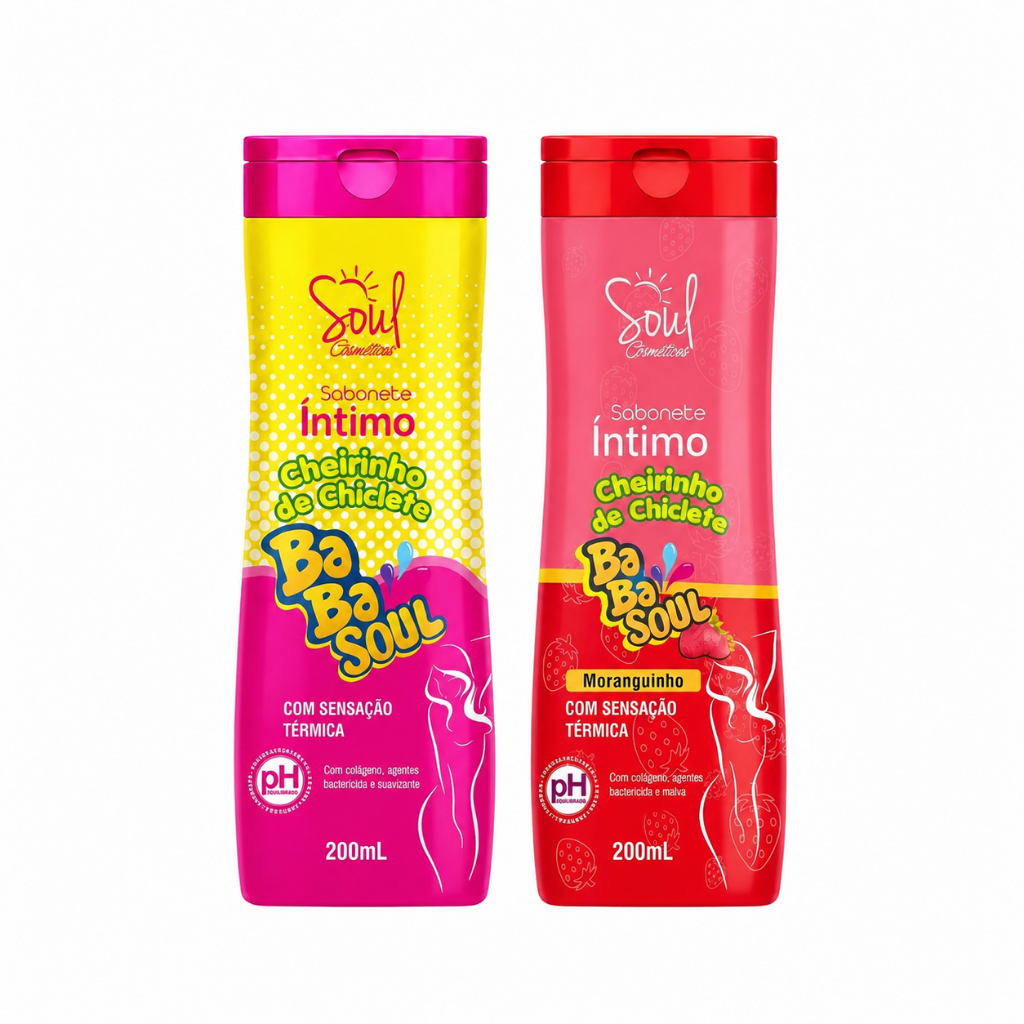 Kit 2 Sabonete Intimo BaBaSoul Chiclete E Moranguinho 200ml