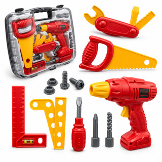 Maleta de Ferramentas Brinquedo Kit Parafusadeira Funcional 13 Peças Infantil