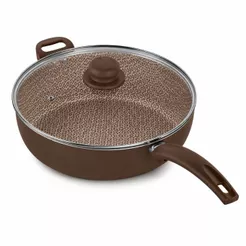 Frigideira Wok Antiaderente 32 cm Tampa de Vidro Profissional